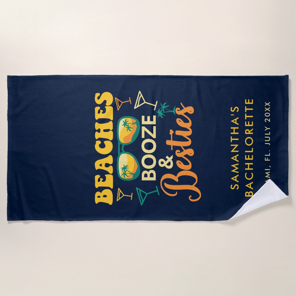 Discover Bachelorette Party Weekend Beaches Booze Besties Personalized Beach Towel