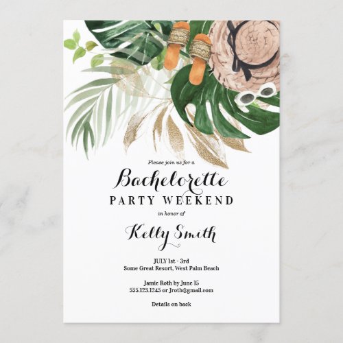 Bachelorette Party Weekend Getaway Itinerary Invitation