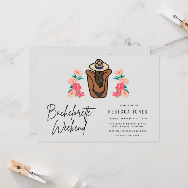 Bachelorette Party Weekend Girls Trip Invitation (Front/Back In Situ)
