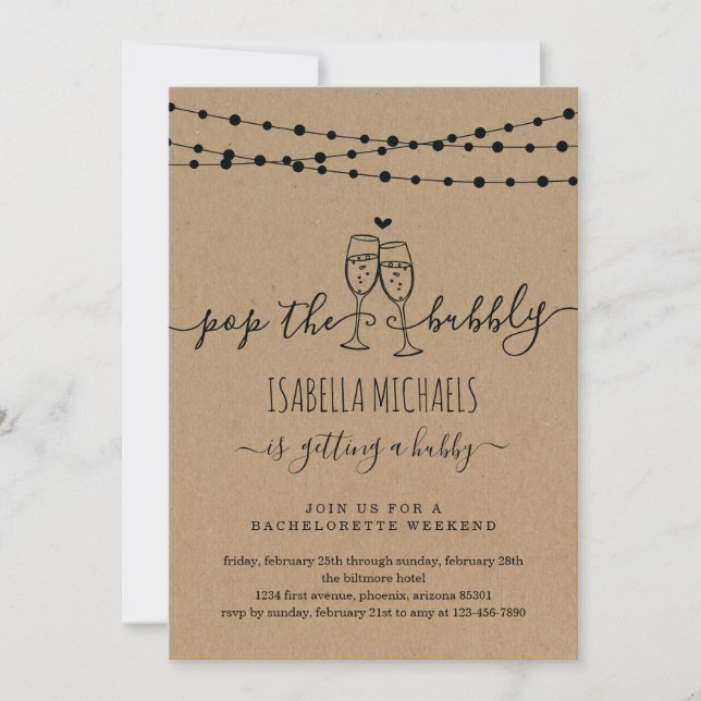 Bachelorette Party Weekend Invitation & Itinerary (Front)