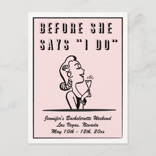 Bachelorette Party Weekend Save The Date Announcement Postcard