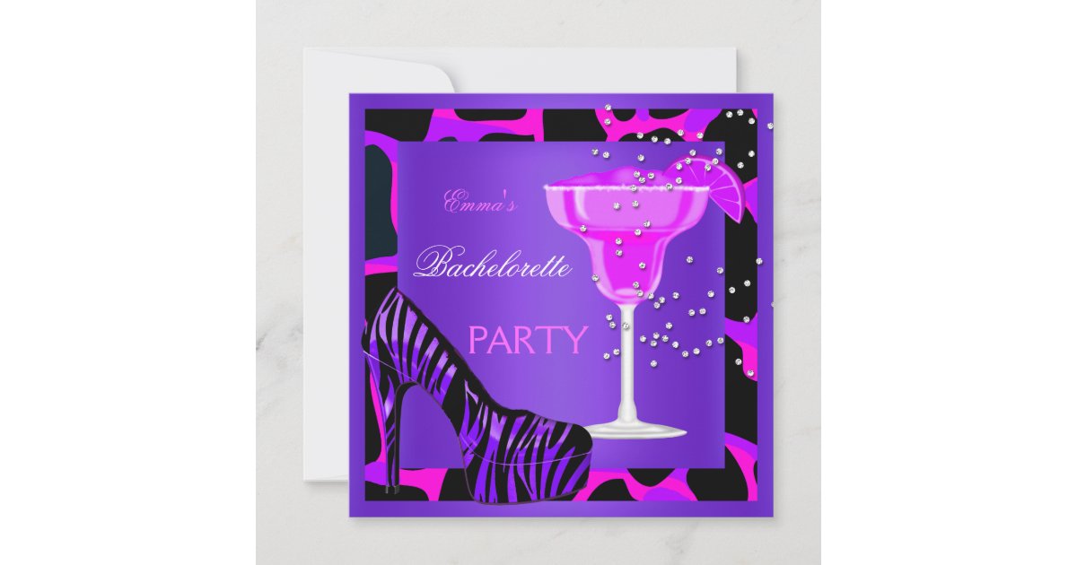 Bachelorette Party Wild Hot Pink Purple Invitation