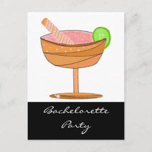 Bachelorette Party with Pink Fancy Drink Invitation Postcard