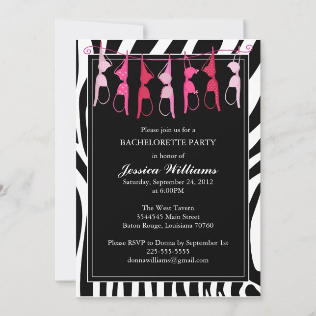 Bachelorette Party | Zebra Invitation (Front)