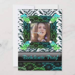 Bachelorette Party Zebra Jewelry Photo Invite BG