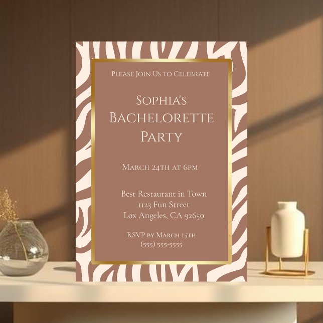 Bachelorette Party-Zebra Print-Mousse Invitation (Bachelorette Party-Zebra Print-Mousse Invitation)