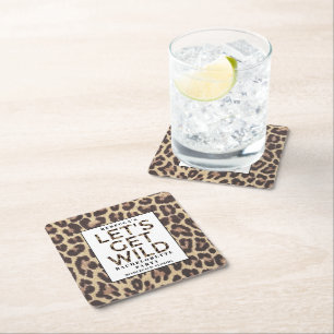 Bachelorette PartyLet's Get Wild Cheetah  Square Paper Coaster