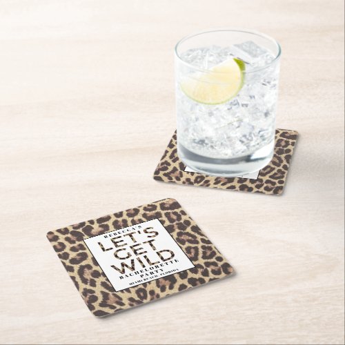 Bachelorette PartyLets Get Wild Cheetah  Square Paper Coaster