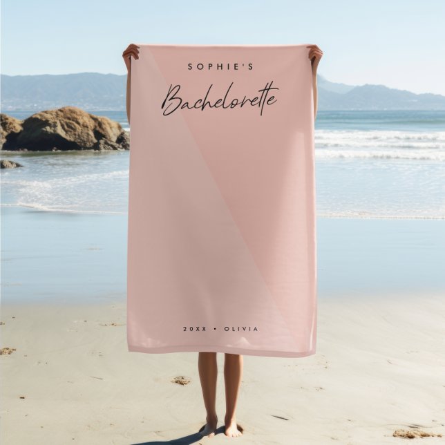 Bachelorette Peach Pink | Minimalist Modern Pastel Beach Towel
