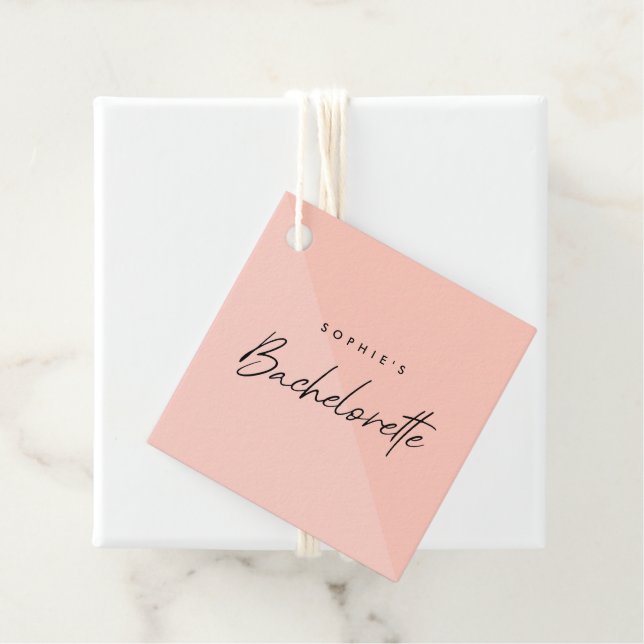Bachelorette Peach Pink | Minimalist Modern Pastel Favor Tags (In Situ)