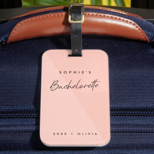 Bachelorette Peach Pink  Minimalist Modern Pastel Luggage Tag