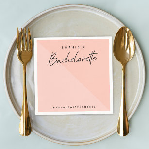Bachelorette Peach Pink   Minimalist Modern Pastel Napkins