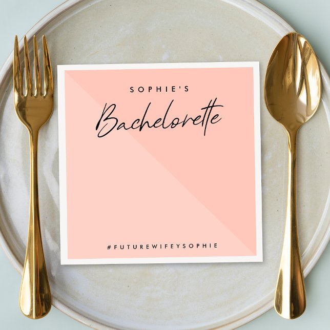Bachelorette Peach Pink | Minimalist Modern Pastel Napkins (Creator Uploaded)