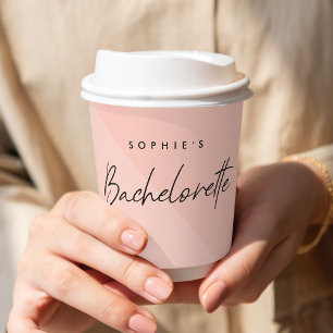 Bachelorette Peach Pink   Minimalist Modern Pastel Paper Cups