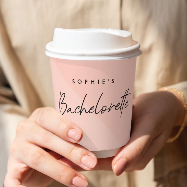 Bachelorette Peach Pink | Minimalist Modern Pastel Paper Cups (Creator Uploaded)