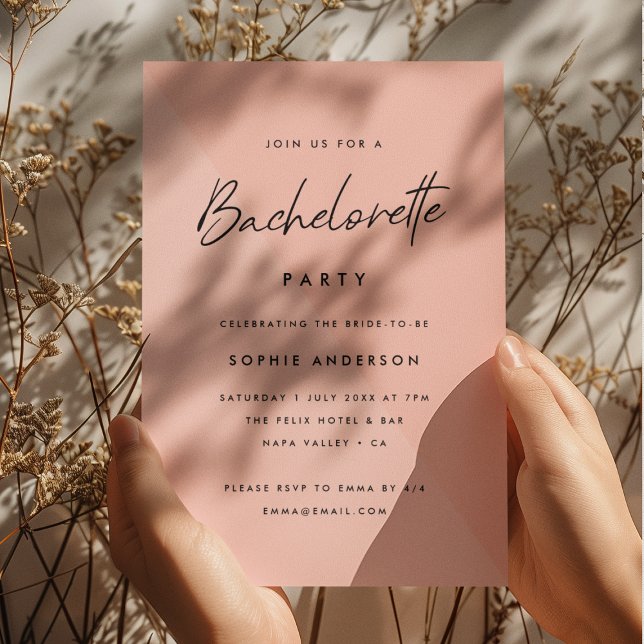 Bachelorette Peach Pink | Modern Minimalist Party Invitation (Creator Uploaded)