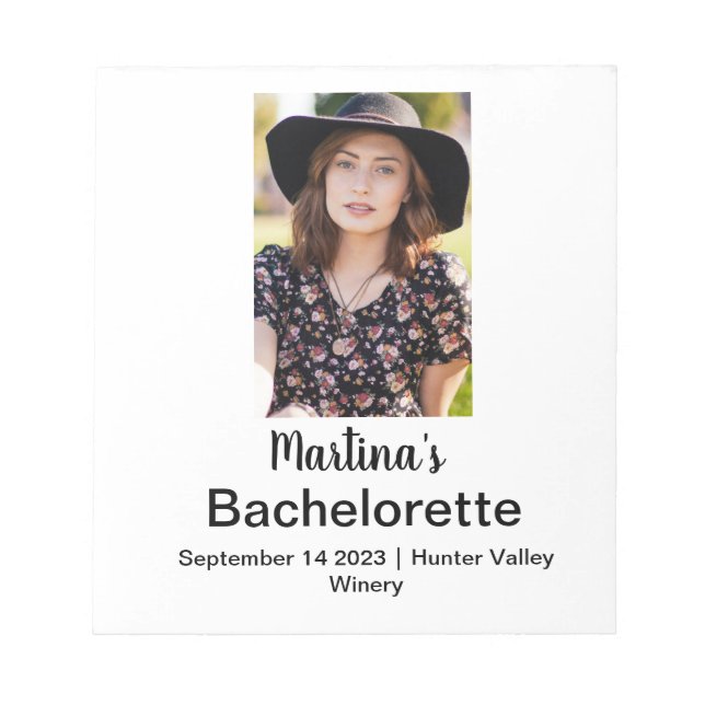 Bachelorette Personalized Name Photo Notepad (Front)