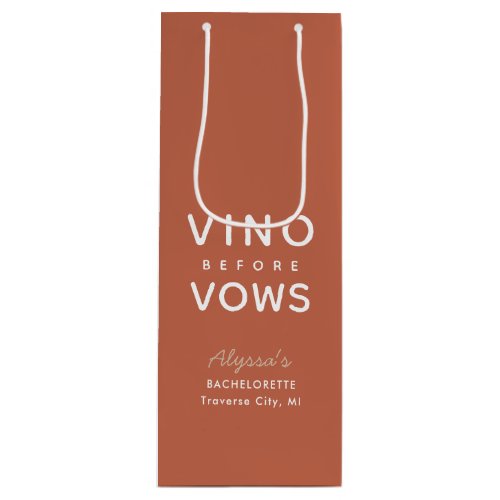 Bachelorette Personalized Vino Before Vows Wine Gift Bag