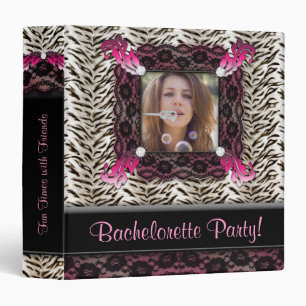 Bachelorette Photo Binder Album Zebra Lace Pink