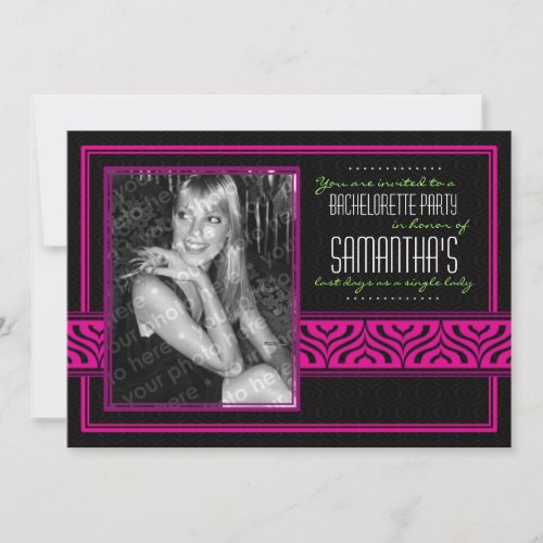 Bachelorette Photo Invitation (Black &amp; Pink)