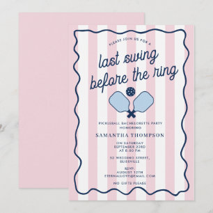 Bachelorette Pickleball Bach Pink Retro Stripes Invitation