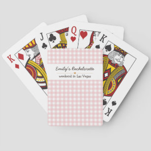 Bachelorette Pink Gingham Pattern Poker Cards
