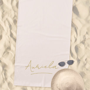 Bachelorette Pink Minimalist Modern Signature Beach Towel