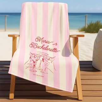 Bachelorette Pink Modern Beach Towel