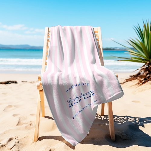 Bachelorette Pink  Navy Retro Modern  Beach Towel