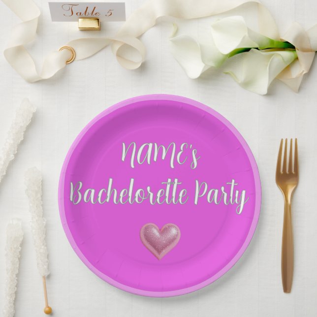 Bachelorette Pink Party Paper Plates (Wedding)