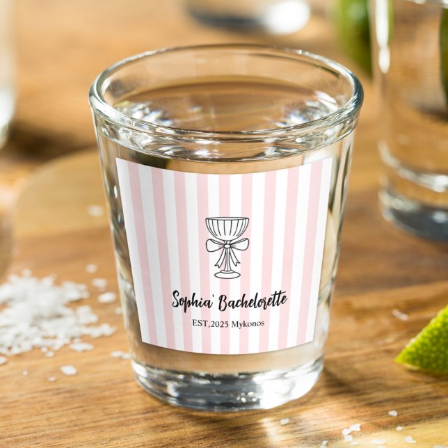 Bachelorette Pink Stripes | Custom  Shot Glass (Creator Uploaded)