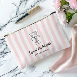 Bachelorette Pink Stripes | Personalilized Gift Accessory Pouch<br><div class="desc">xTreat the bride and her crew to this chic and practical personalized bachelorette makeup bag, designed with blush pink stripes and a stylish champagne coupe illustration. Customize the pouch with the bride’s name, trip year, and location (e.g., “Sophia’s Bachelorette • EST. 2025 Mykonos”). It’s perfect for holding makeup, travel toiletries,...</div>
