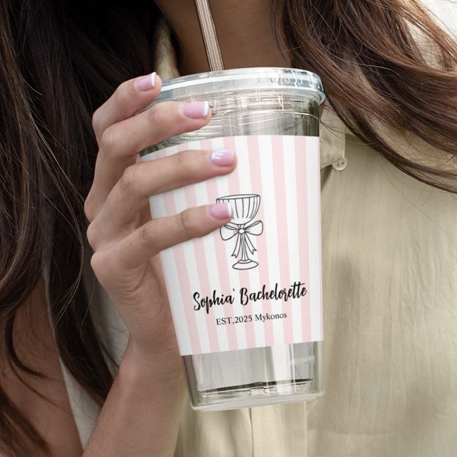 Bachelorette Pink Stripes | Personalized Gift Acrylic Tumbler (Creator Uploaded)