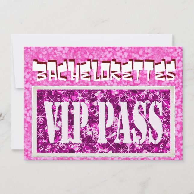 Bachelorette pink vip party invitation (Front)