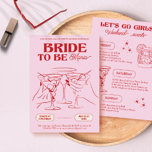 Bachelorette Pink Weekend Party Invitation