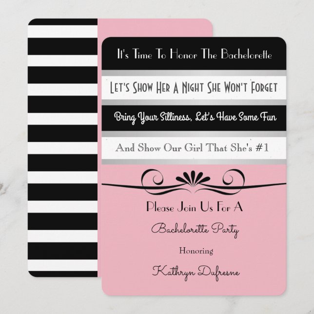 "Bachelorette Poem" Pretty Party Invitation (Front/Back)