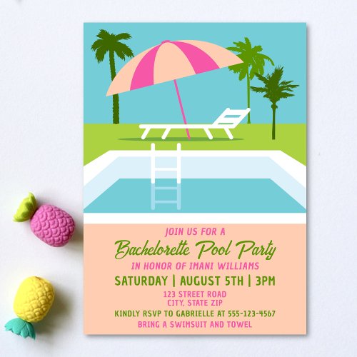 Bachelorette Pool Party Tropical Swimming Pool Invitation