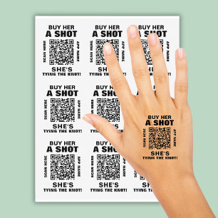 Bachelorette Qr Code Buy Her A Shot She Tying Knot Temporary Tattoos