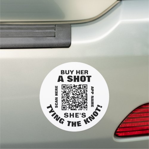 Bachelorette Qr Code Buy Her Shot Tying Knot White Car Magnet