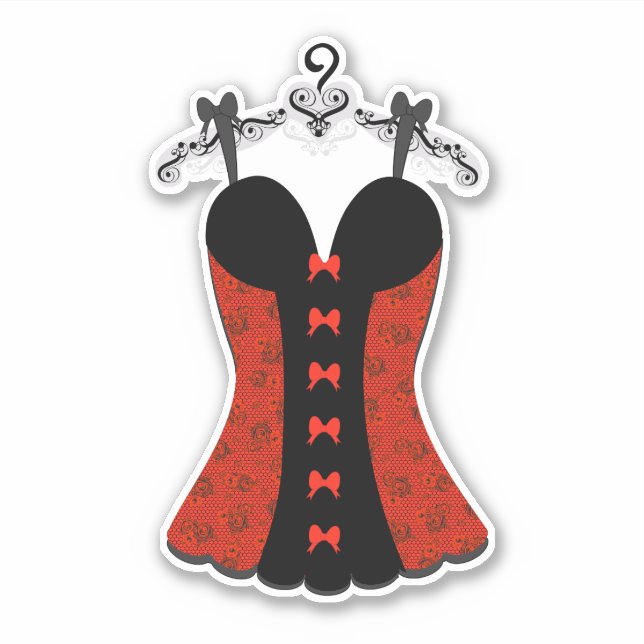 Bachelorette Red and Black Lingerie Sticker (Front)
