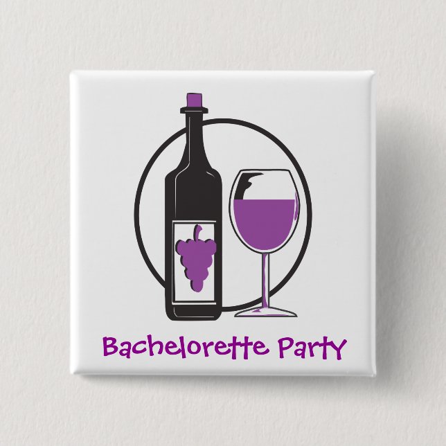 Bachelorette Red wine Party Button (Front)
