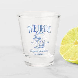 Bachelorette Retro Cocktail Blue Bride Shot Glass