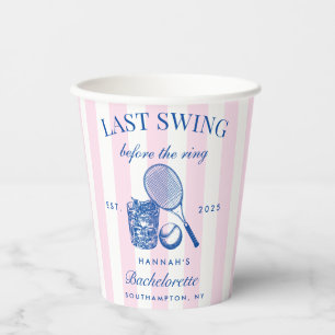 Bachelorette Retro Cocktail Blue & Pink Stripes Paper Cups