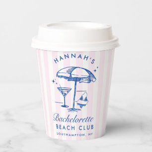 Bachelorette Retro Cocktail Blue & Pink Stripes Paper Cups