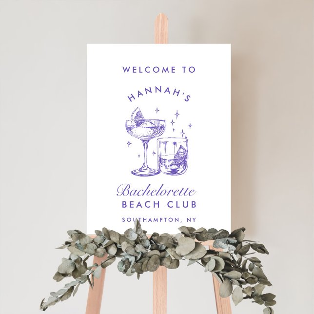 Bachelorette Retro Cocktail Purple Welcome Sign (Creator Uploaded)