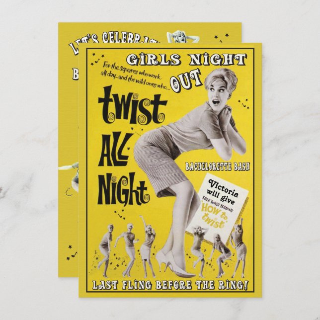 Bachelorette Retro Dance Party Invitations (Front/Back)