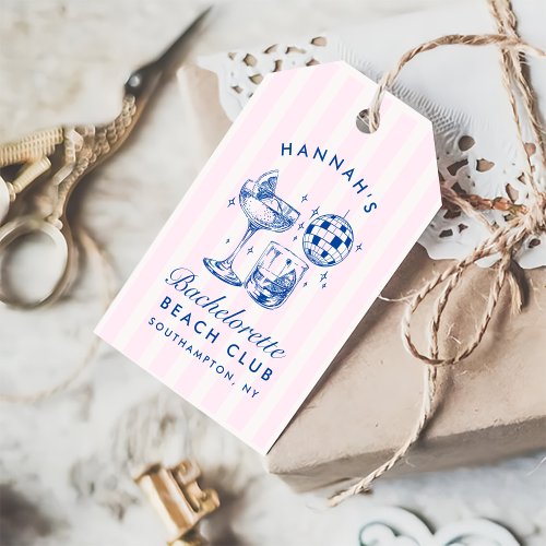 Bachelorette Retro Disco Cocktail Blue  Pink Gift Tags