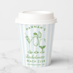 Bachelorette Retro Modern Blue & Green Stripes Paper Cups