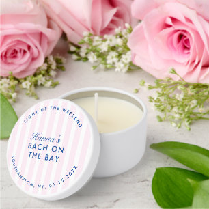 Bachelorette Retro Modern Pink & Navy Personalized Mini Candle Favors