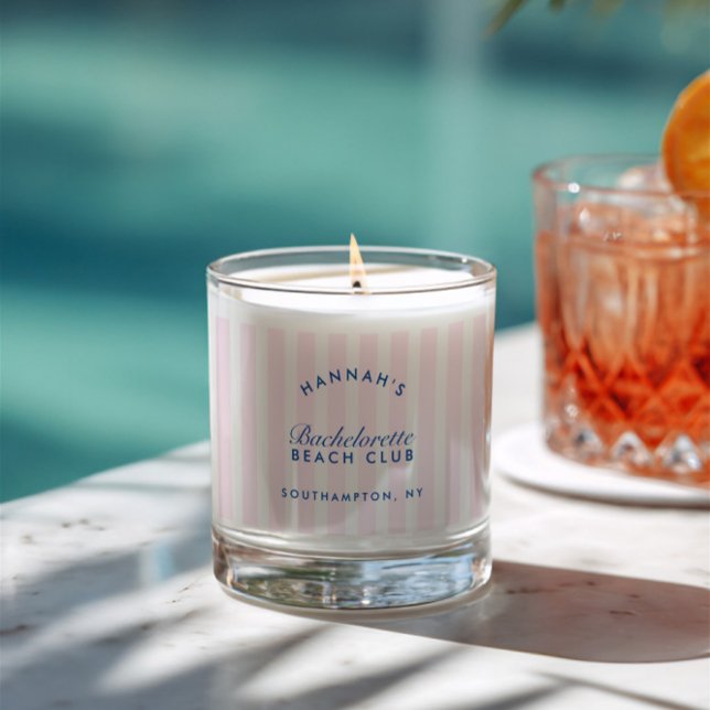 Bachelorette Retro Modern Pink & Navy Personalized Scented Candle (Bachelorette Retro Modern Pink & Navy Personalized Scented Candle)